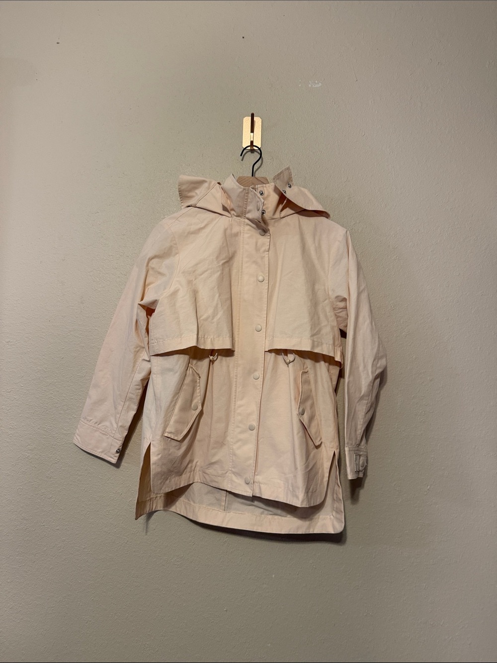J Crew Perfect Lightweight Jacket Hooded Rain Utility Coat In Soft Champagne - Picture 2 of 7